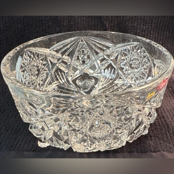 Other - American Brilliant Cut Glass Bowl, 3 Footed, 8" Diam. 20C